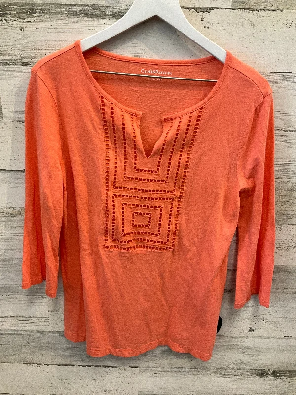 Functional Fashion Top 3/4 Sleeve By Croft And Barrow In Orange, Size: M