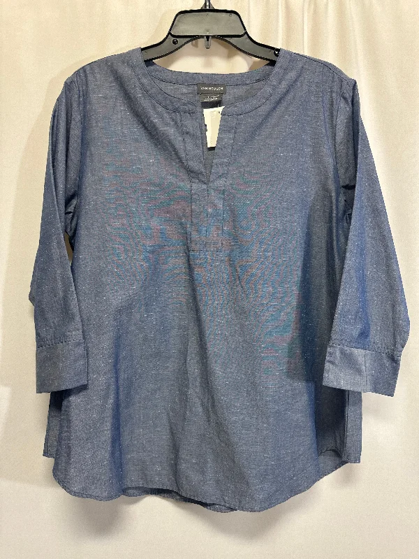 Puffer Jackets Top Long Sleeve By Van Heusen In Blue, Size: L