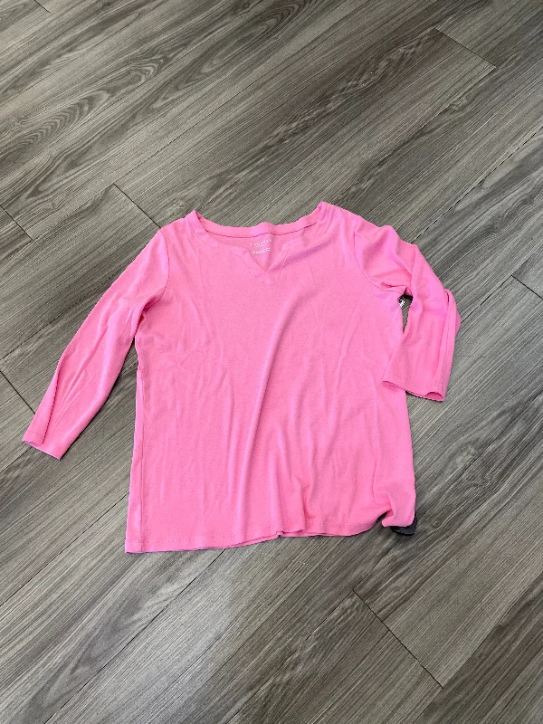 Soft T-Shirts Top Long Sleeve By Talbots In Pink, Size: Xl