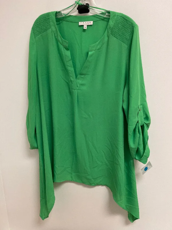 Easygoing Fashion Top Long Sleeve By Chaus In Green, Size: Xl