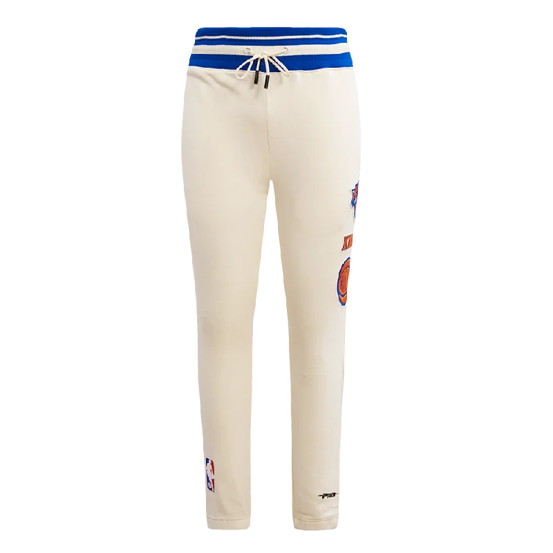 Stylish Sweaters NBA NEW YORK KNICKS RETRO CLASSIC MEN'S SWEATPANT (EGGSHELL/ ROYAL BLUE)