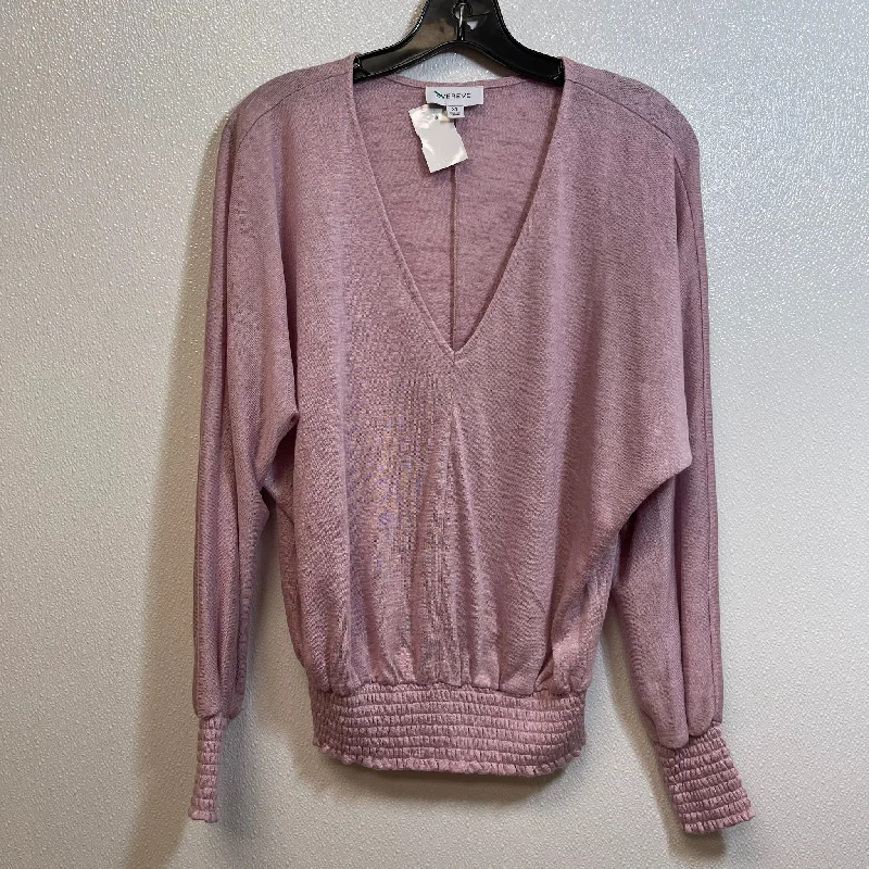 Laid-Back Style Top Long Sleeve By EVEREVE In Pink, Size: Xs