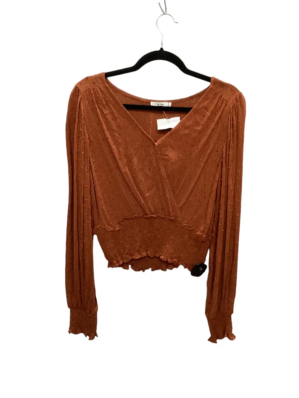 Streetwear Look Top Long Sleeve By Mine In Brown, Size: L