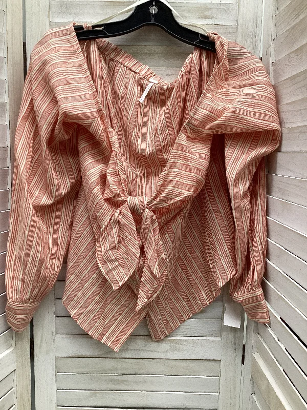 Everyday Wear Top Long Sleeve By Free People In Striped Pattern, Size: L