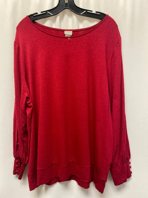 Sporty Suits Red Top Long Sleeve Chicos, Size Xxl