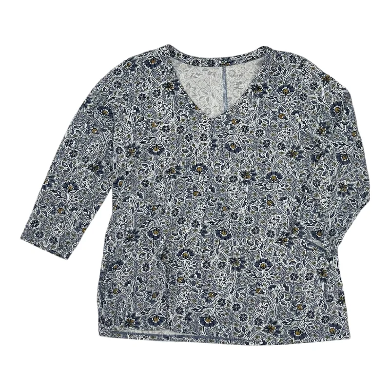 Stylish Sweaters Top 3/4 Sleeve By Pure Jill In Blue, Size:Petite  M