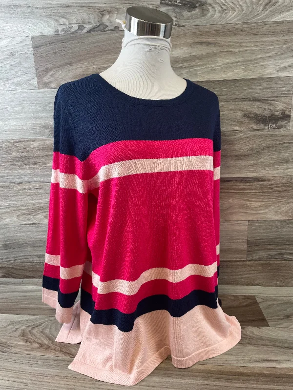 Puffer Jackets Top Long Sleeve Basic By Liz Claiborne In Blue & Pink, Size: L