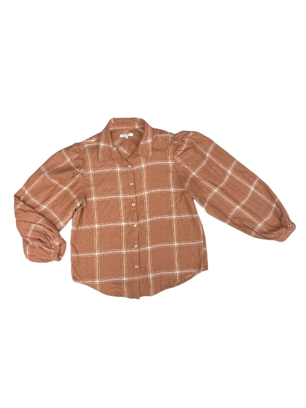 Casual Chic Top Long Sleeve By Z Supply In Orange & White, Size: S