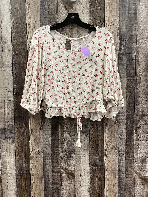 Cool Comfort Top 3/4 Sleeve By Vanilla Star In Floral Print, Size: L