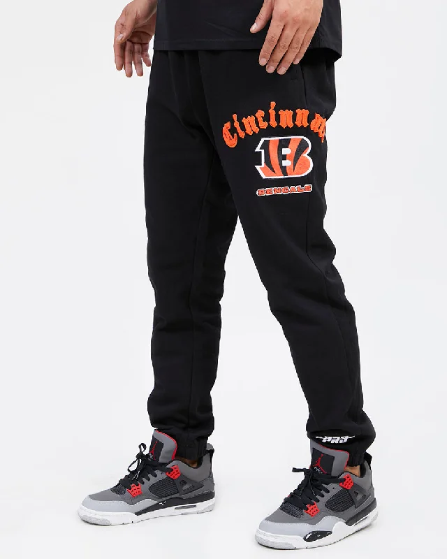 Tech Jackets NFL CINCINNATI BENGALS OLD ENGLISH MEN'S SWEATPANT (BLACK)
