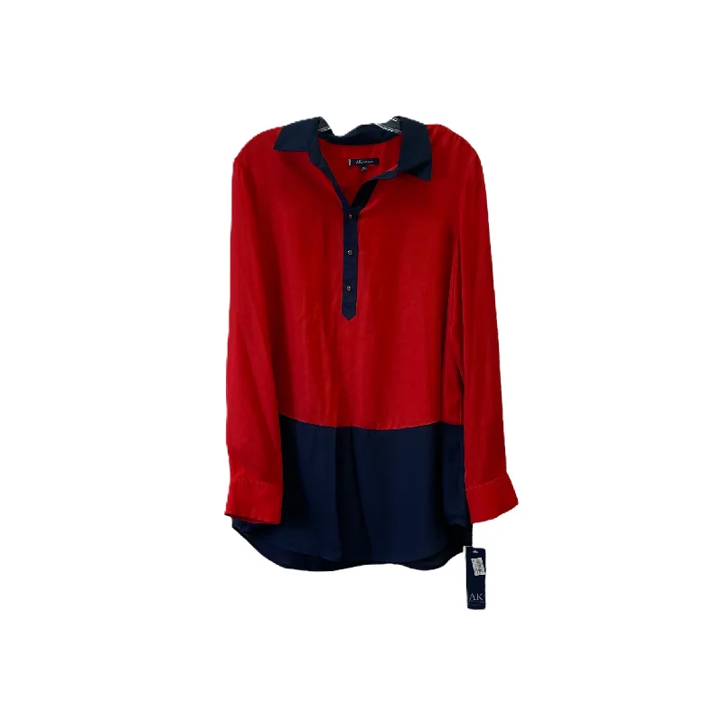 Versatile Looks Red Tunic Long Sleeve By Anne Klein, Size: Xl