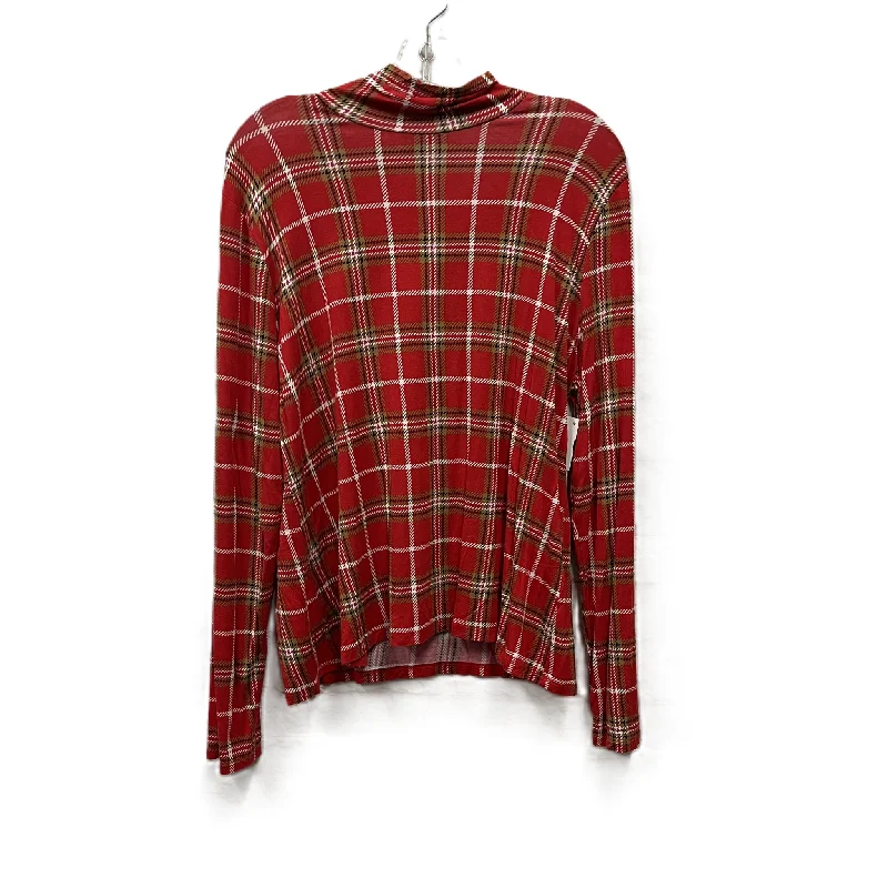 Retro Style Top Long Sleeve By Ann Taylor In Red, Size: Xl