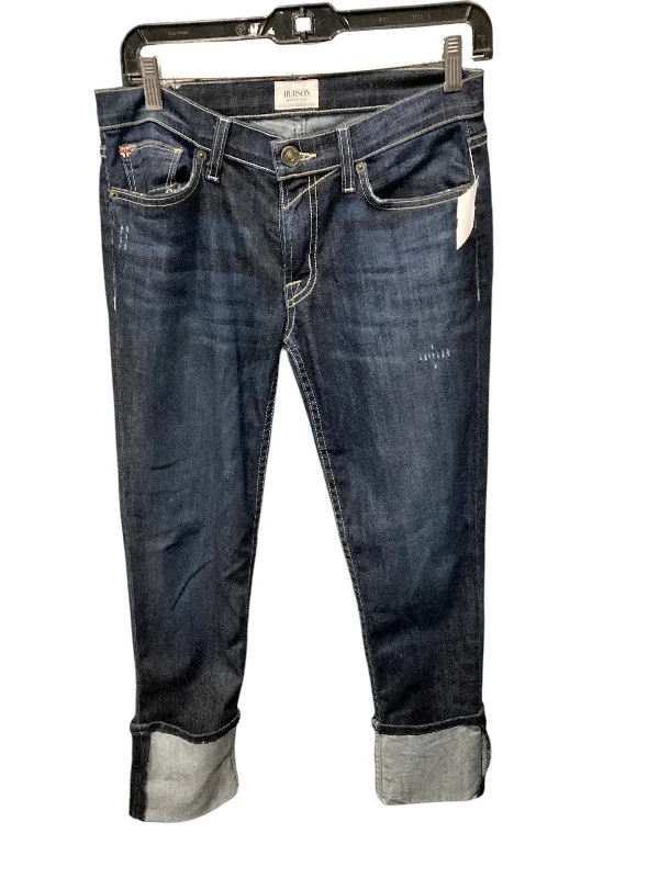 Varsity Jackets Jeans Cropped By Hudson In Blue Denim, Size: 4