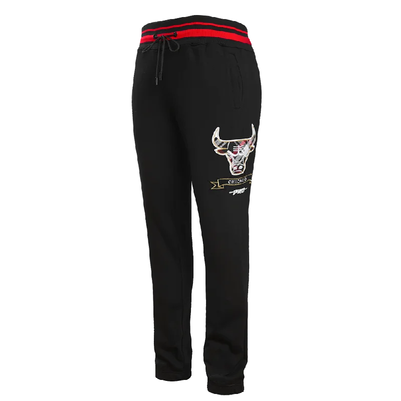 Stylish Sweaters NBA CHICAGO BULLS PRO PREP MEN'S RIB FLC SWEATPANT (BLACK/RED/BLACK)