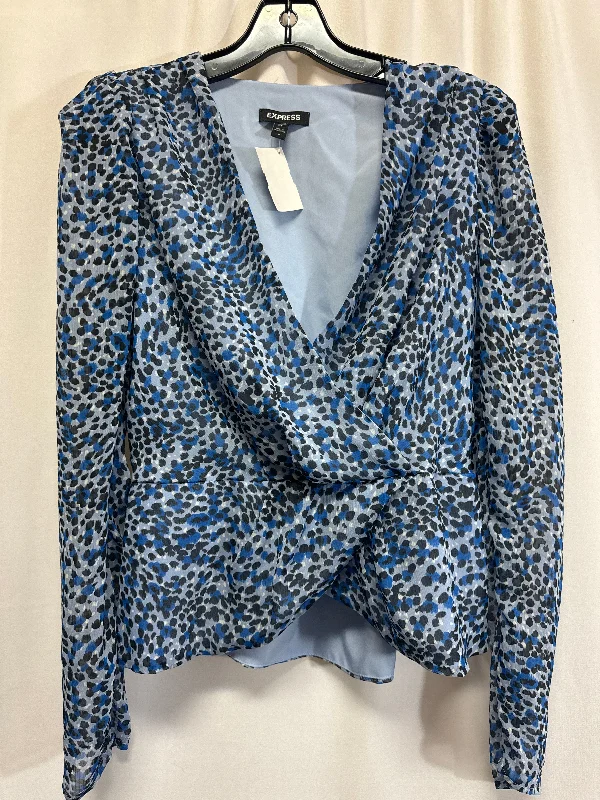 Stylish Joggers Top Long Sleeve By Express In Blue, Size: M