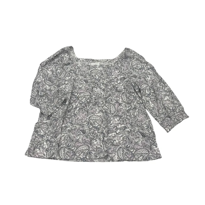 Street Hoodies GREY & WHITE TOP 3/4 SLEEVE by J. JILL Size:PETITE  M