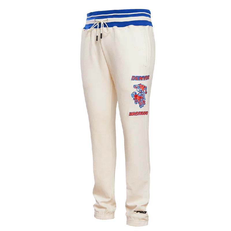Cool Comfort NFL DENVER BRONCOS RETRO CLASSIC MEN'S SWEATPANT (EGGSHELL/ROYAL BLUE)