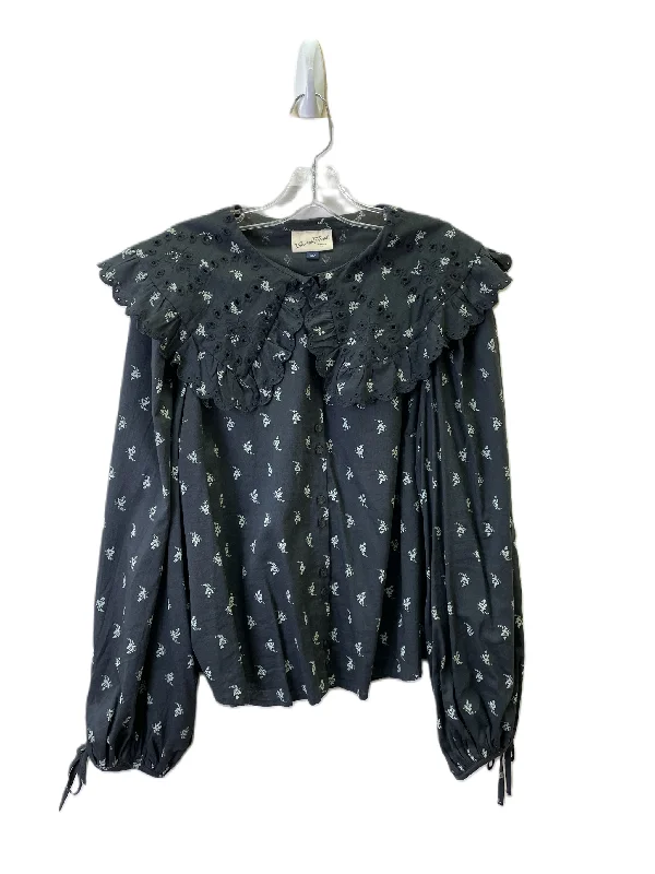 Long Trench Coats Top Long Sleeve By Universal Thread In Black & Green, Size: L