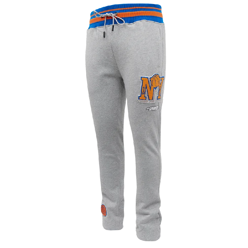 Comfy Apparel NBA NEW YORK KNICKS MASHUP MEN'S RIB SWEATPANT (HEATHER GREY/ROYAL/ORANGE)