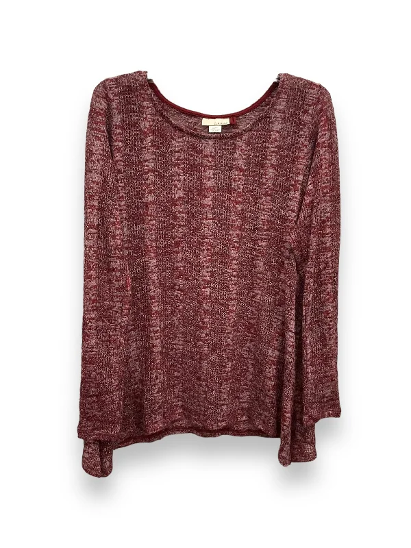 Relaxed Fit Red Top Long Sleeve Tru Self, Size M