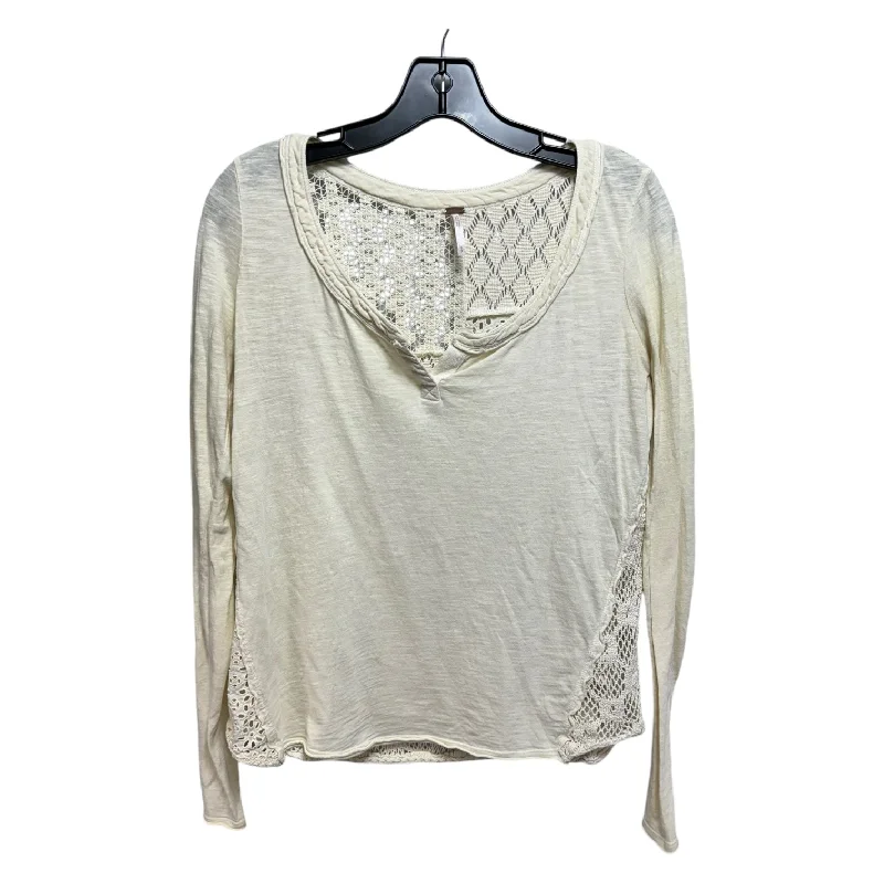 Designer Gloves Top Long Sleeve By Free People In Cream, Size: S