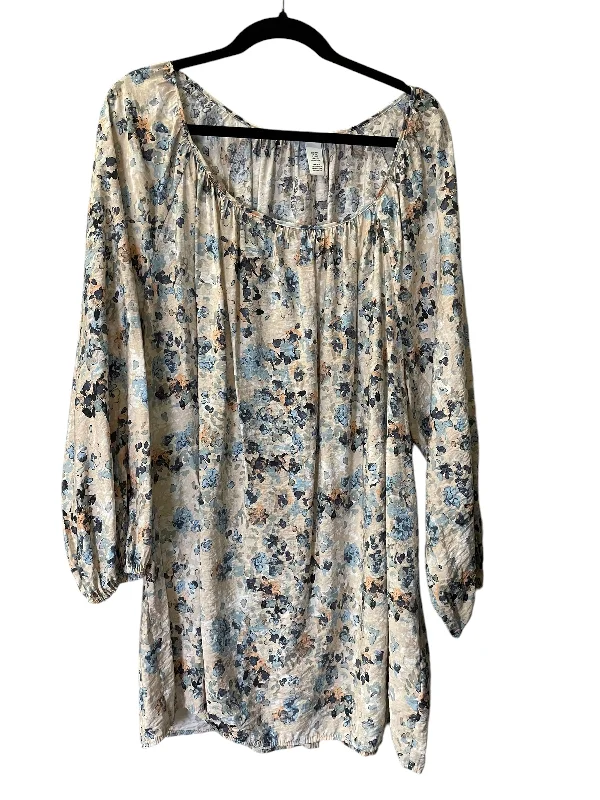 Functional Fashion Top 3/4 Sleeve By H&m In Floral Print, Size: Xxl