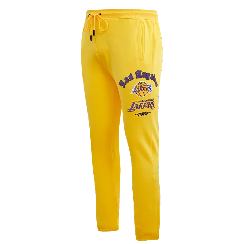 Lightweight Gear NBA LOS ANGELES LAKERS OLD ENGLISH MEN'S SWEATPANT (YELLOW)