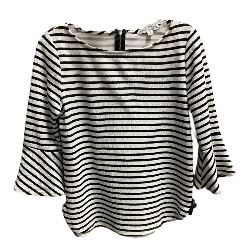 Designer Gloves Top 3/4 Sleeve By Green Envelope In Striped Pattern, Size: M