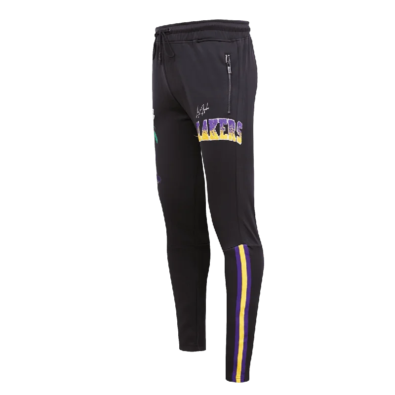 Techwear Fashion NBA LOS ANGELES LAKERS GRADIENT LOGO MEN'S TRACK PANT (BLACK/PURPLE)