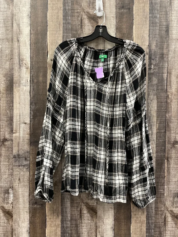 Simple Styles Top Long Sleeve By Dip In Black & White, Size: Xl