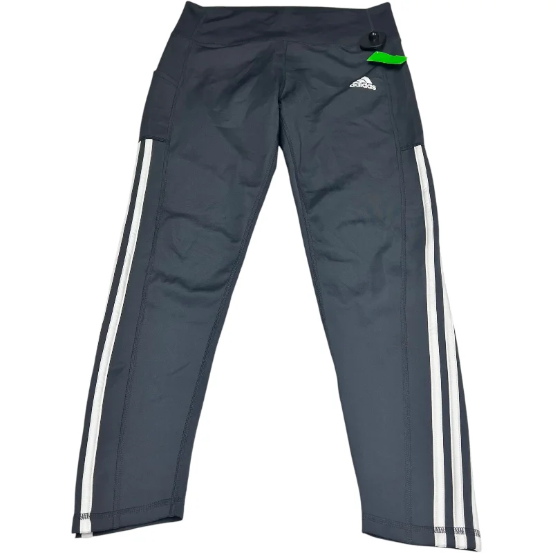 Sporty Wardrobe Athletic Leggings By Adidas In Grey, Size: L