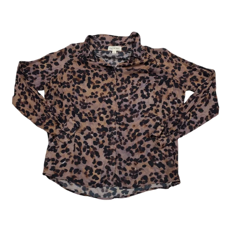 Stylish Sneakers Top Long Sleeve By Cloth & Stone In Animal Print, Size: S