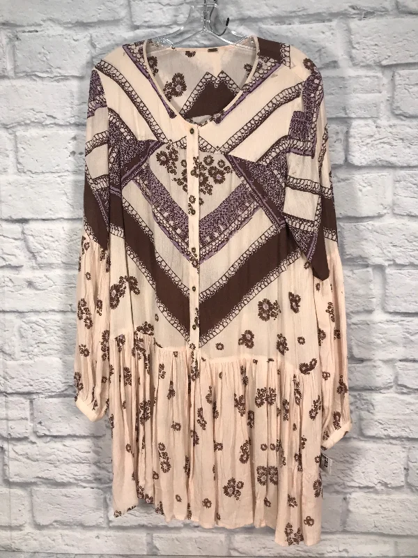 Sporty Wardrobe Tunic Long Sleeve By Free People In Brown & Pink, Size: S
