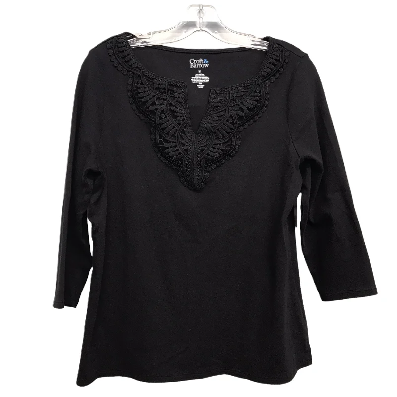 Comfortable Outfits Top 3/4 Sleeve By Croft And Barrow In Black, Size: M