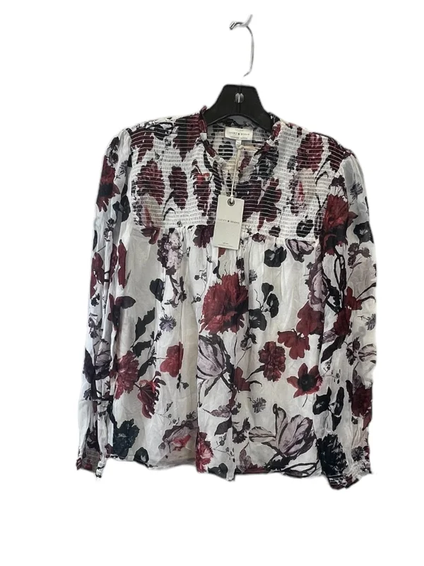 Smart Casual Floral Print Top Long Sleeve Lucky Brand, Size Xs