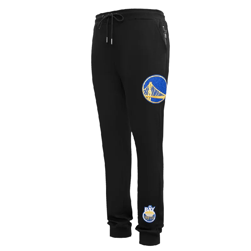 Stylish Comfort NBA GOLDEN STATE WARRIORS CLASSIC CHENILLE MEN'S JOGGER (BLACK)