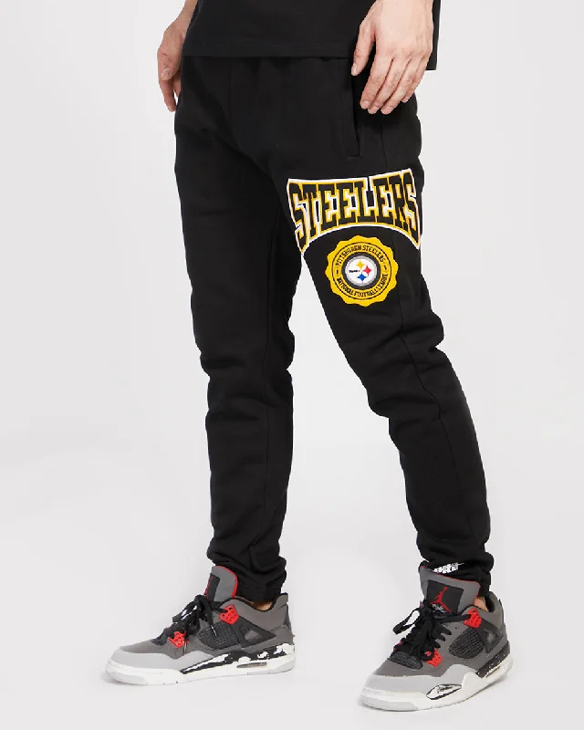 Premium Comfort NFL PITTSBURGH STEELERS CREST EMBLEM MEN'S RIB SWEATPANT (BLACK/YELLOW)