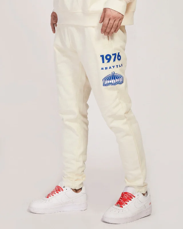 Weekend Outfits NFL SEATTLE SEAHAWKS RETRO CLASSIC RIB FLC SWEATPANT (EGGSHELL/ ROYAL BLUE)