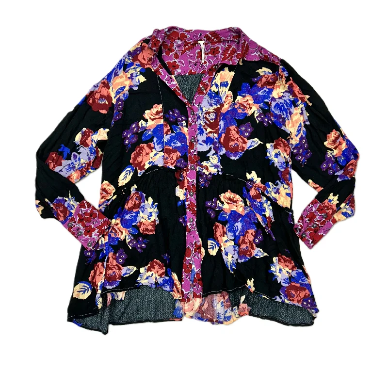 Utility Vests Tunic Long Sleeve By Free People In Floral Print, Size: Xs