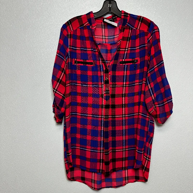 Heavy Coats Top 3/4 Sleeve By My Michelle In Plaid, Size: M