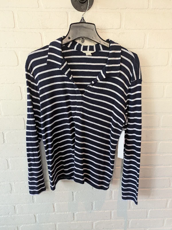Active Gear Top Long Sleeve By Caslon In Blue & White, Size: M
