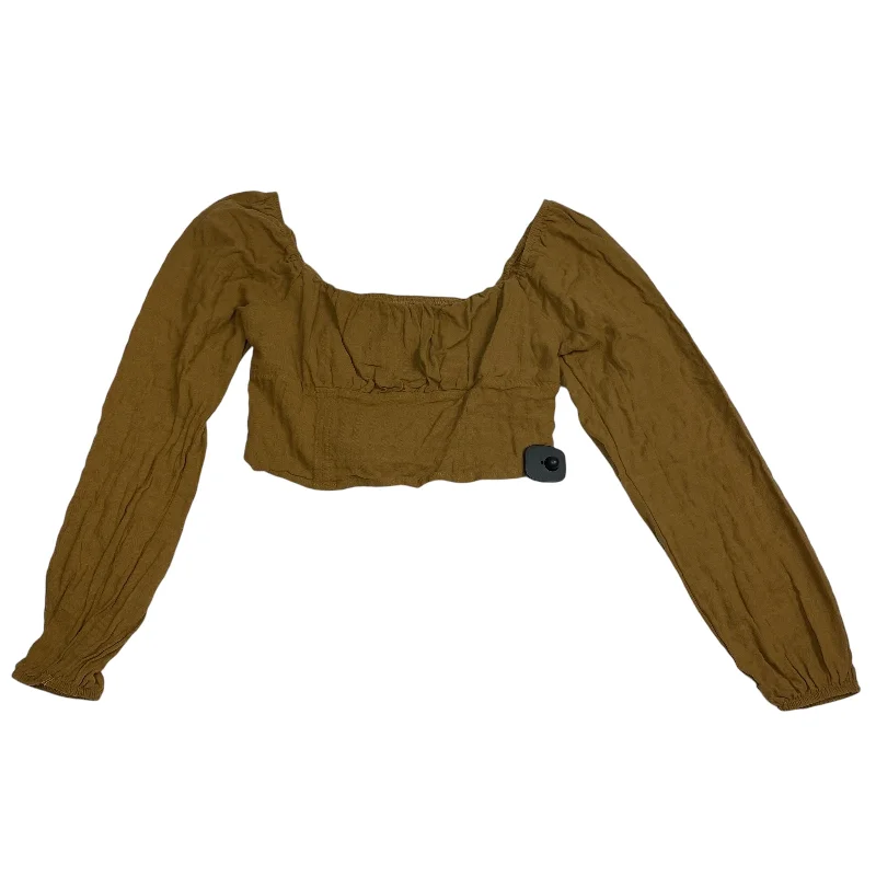 Stylish Sweaters Top Long Sleeve By Wild Fable In Brown, Size: M