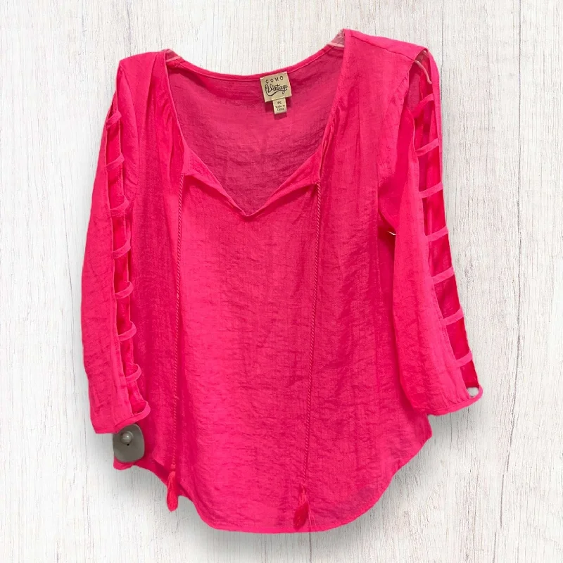 Comfortable Shoes Pink Top 3/4 Sleeve Como Vintage, Size S