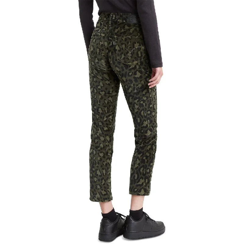 Fashion Selection Levi's Women's Limited Printed Cropped Straight Leg Jeans Green Size 26