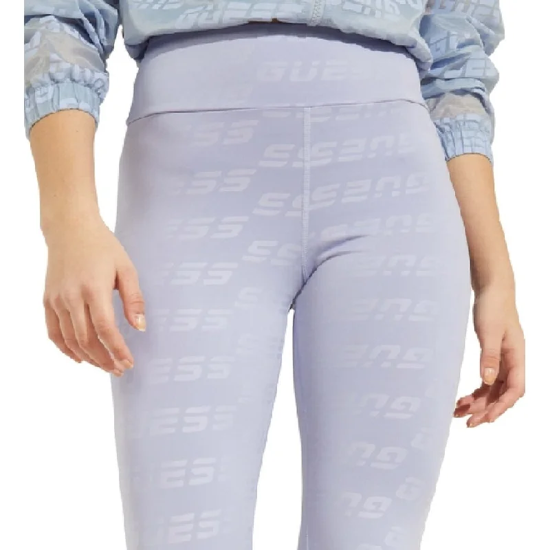 Embroidery Design Guess Women's Cropped Leggings Purple Size Medium