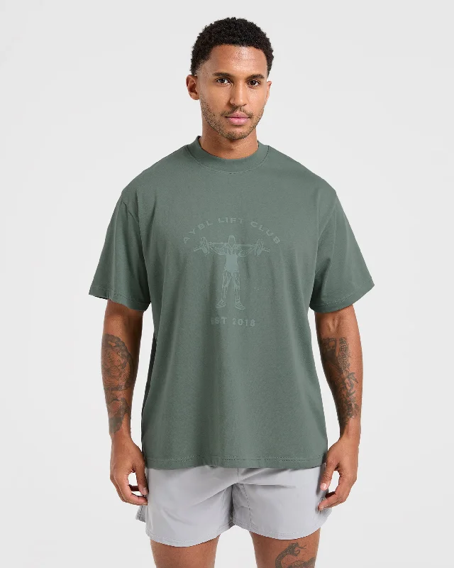 Luxury Comfort Lift Club Oversized T Shirt - Vintage Sage