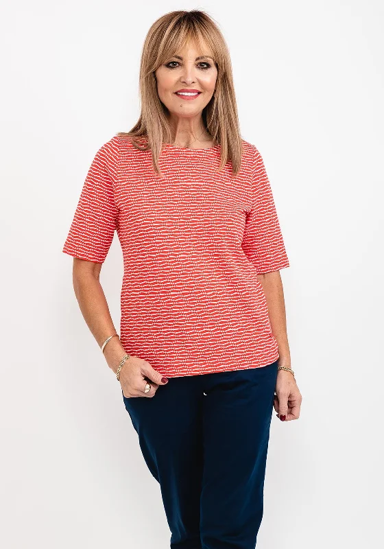 Classic Color Rabe Abstract Line Knit Top, Red