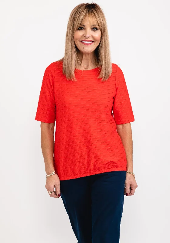 Fashionable Prints Rabe Textured Stretch Hem T-Shirt, Red