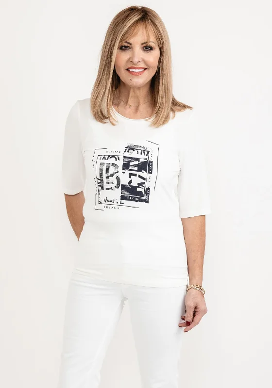 Comfortable Wear Barbara Lebek Word Graphic Print T-Shirt, White & Navy