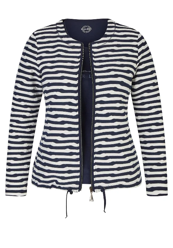 High Street Design Rabe Striped Jacket & T-Shirt Twinset, Navy & White